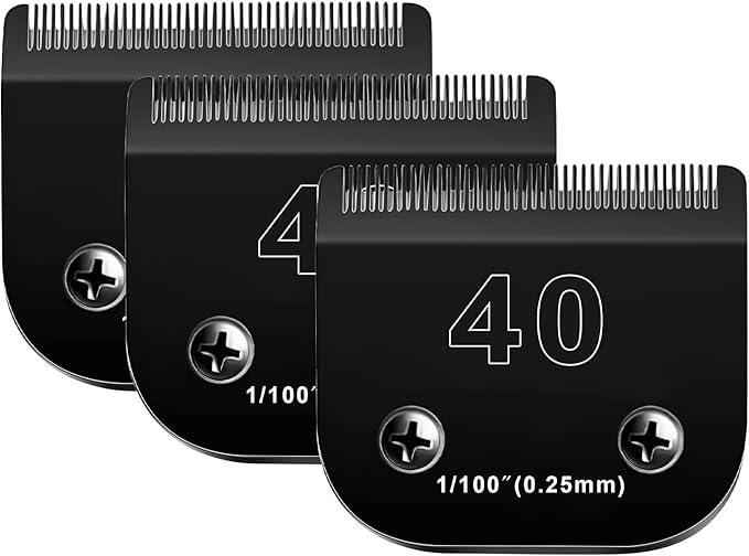 3PACK 40 Blades Dog Grooming Blades Compatible with Ainds/Oster A5/Wahl KM-10 Series Dog Clippers,Detachable Clipper Replacement Blade,Black