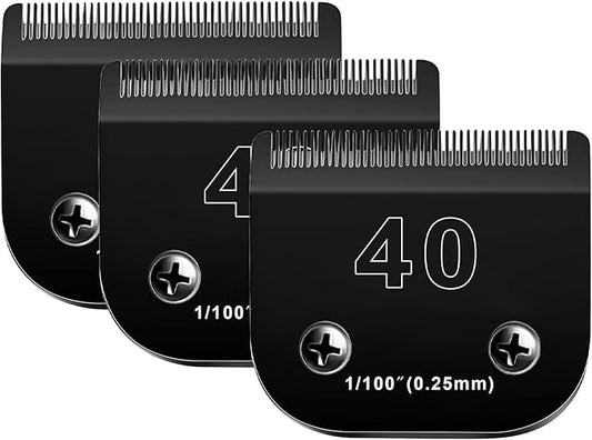 3PACK 40 Blades Dog Grooming Blades Compatible with Ainds/Oster A5/Wahl KM-10 Series Dog Clippers,Detachable Clipper Replacement Blade,Black