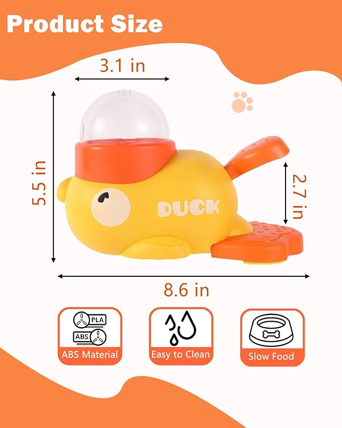 Interactive Dog Puzzle Toys Treat Dispenser Dog Toys, Duck Shape Slow Feeder for Small Medium Dogs Eenrichment Toys, Promotes IQ Training Reduces Bloating Anti Gulping for Dogs and Cats