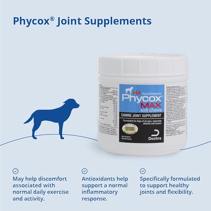 DechraSupply Phycox MAX Hypoallergenic (HA) Soft Chews, Joint Supplement for Dogs (90ct)