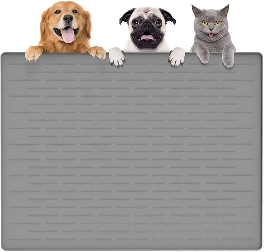 Large Dog Mats for Food and Water, 40"x30" Waterproof Pet Food Mats for Floor Nonslip Silicone Bowl Mats with Raised Edges