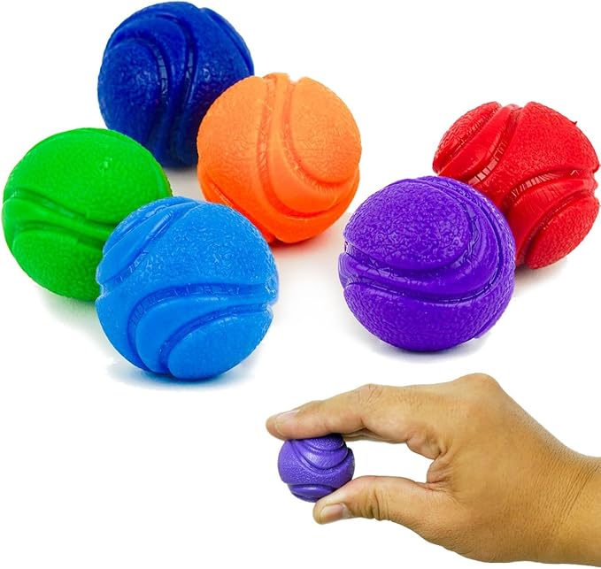 SuperFetch Dog Balls 1.5 Inch No Squeak Toy for Small Dogs Teething Toys for Puppies Rubber Balls for Fetch, Training, Boredom and Solo Play - 6 Pack