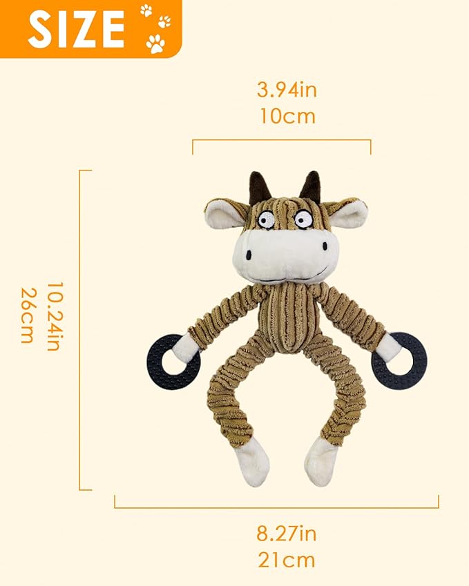 HGB Squeaky Puppy Toys, Plush Puppy Chew Toys for Teething, Dog Toys for Small Dogs, Small Dog Toys for Small Breed, Cute Interactive Cow Dog Toys for Pet Training and Entertaining