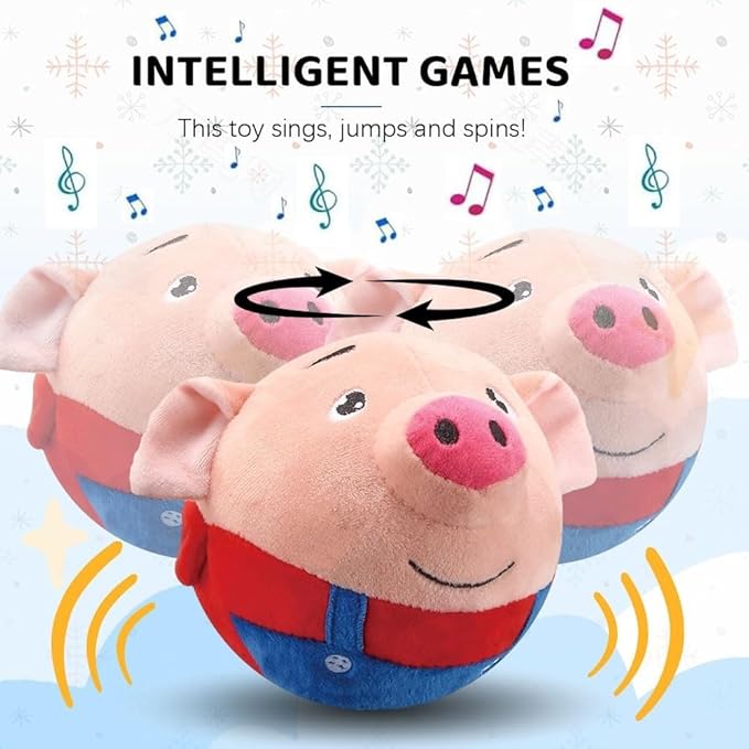 Interactive Dog Toys,Jumping Squeaky Dog Toys with Recording and Music Modes,Activated Dog Toy Moving Dog Toy for Small/Medium/Large Dogs to Keep Them Busy(Red Pig)