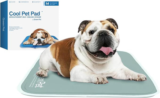 The Green Pet Shop Cool Pet Pad - Medium, Sage Grey - Self-Cooling, Pressure Activated Mat for Dogs & Cats from 21-45 lbs - Non-Toxic Gel, No Water Needed