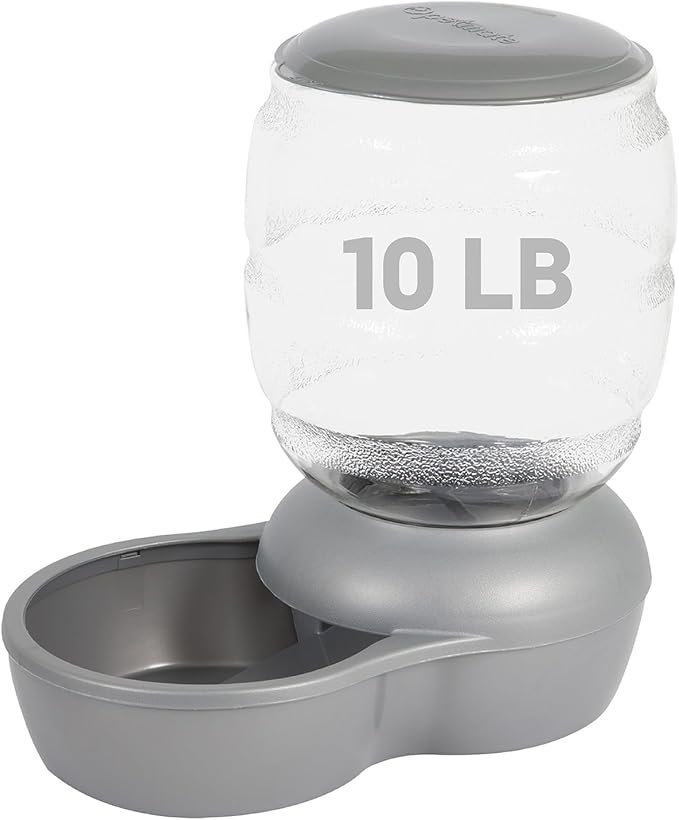 Petmate Replendish Pearl White 10 lb Dog Cat Feeder,Grey, Made in USA