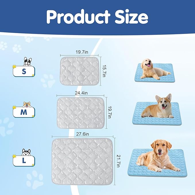 Kittra Dog Cooling Mat,Washable Portable Coolings Pad for Pet Dogs & Cats Sleeping Mat for Indoor & Outdoor Use, Keep Cooling for Pets(Gray,19.7" L x 15.7" W)