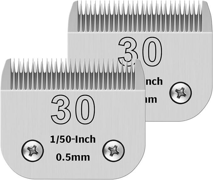 30# Pet Dog Grooming Detachable Ceramic Blades Compatible with Andis,Oster A5,Wahl KM10 Clippers,Cut Length 1/50"(0.5mm) -2 PCS