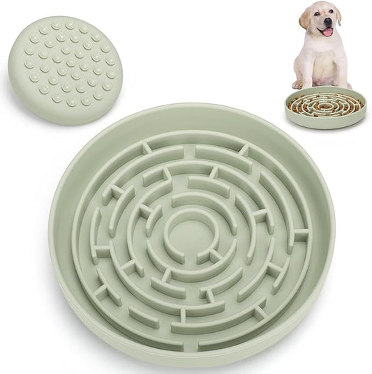 Slow Feeder Dog Bowls Silicone Maze Food Suction Bowl Feeders Pet Puzzle Lick Mat to Slow Down Eating for Medium Small Breed Size Dogs
