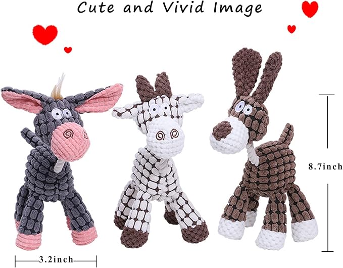 LWBMG Squeaky Dog Toys for Puppy, 3 Pack Stuffed Animal Plush Dog Toys with Squeakers, Cute Dog Toys for Teething, Dog Chew Toys for Small Medium Large Dogs