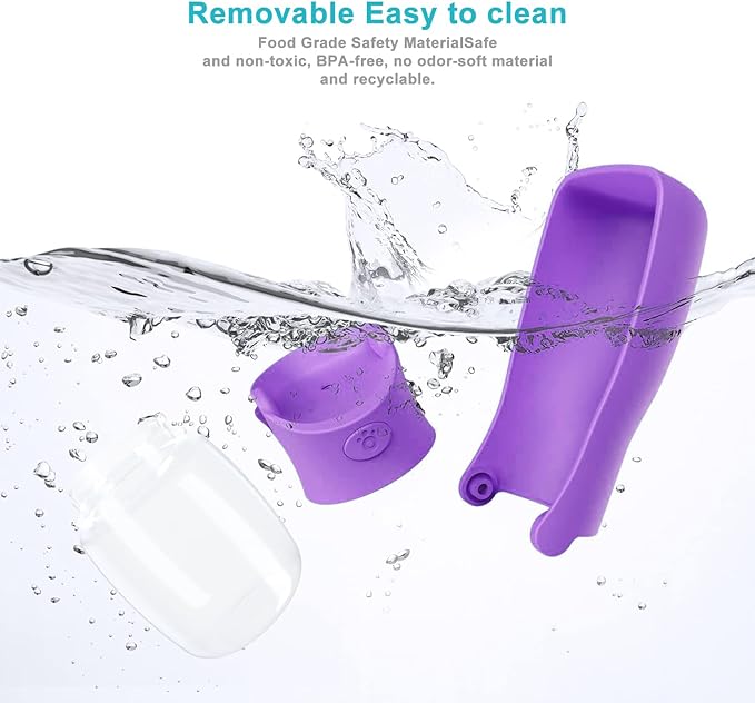 Portable Dog Water Bottle for Walking 19 OZ or 12 OZ Portable Pet Water Bottles for Puppy Small Medium Large Dogs Water Dispenser Pet Water Bowl Dog Accessories (19OZ Blue) (12OZ Purple)