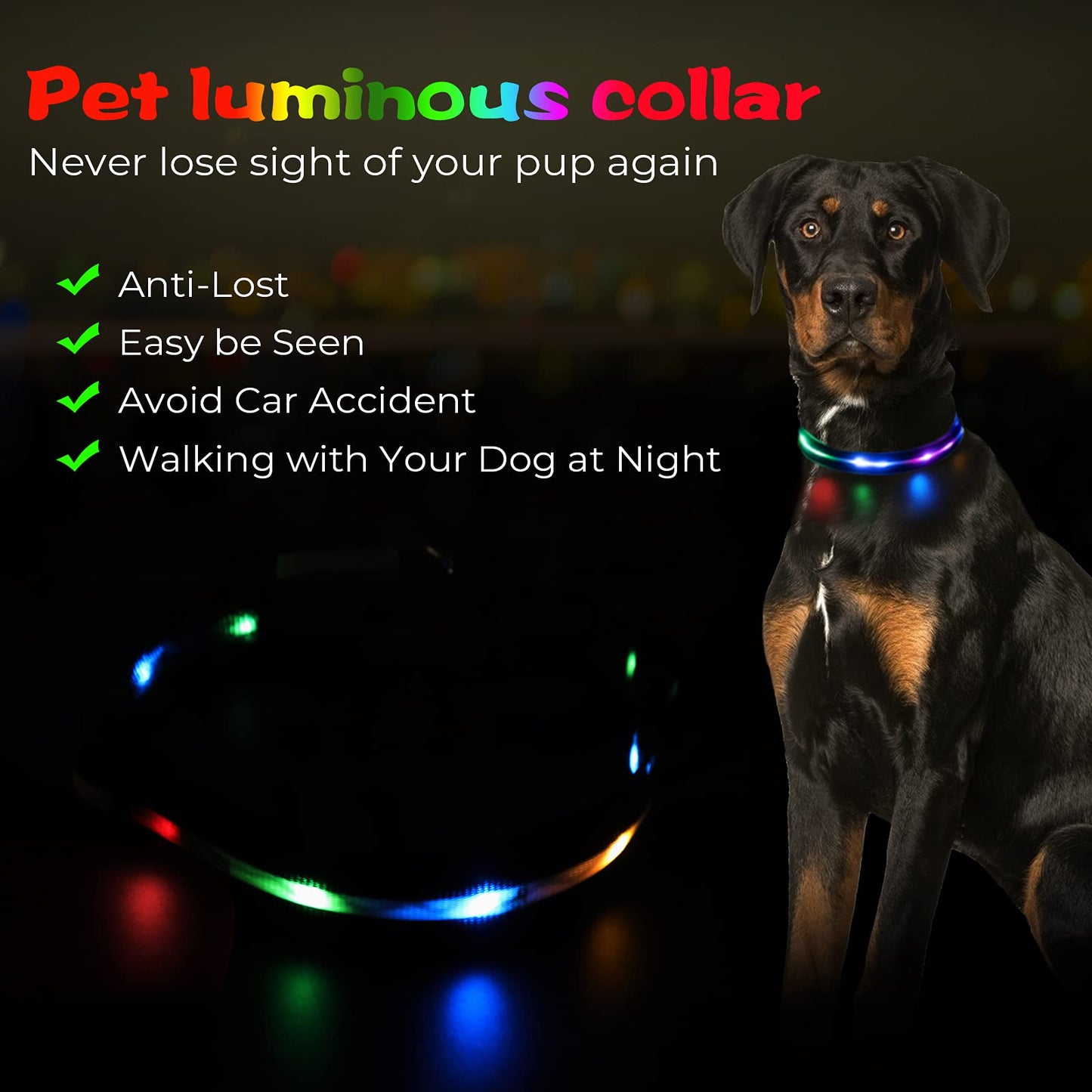 YUSHANG LED Dog Collar Waterproof Design Rechargeable