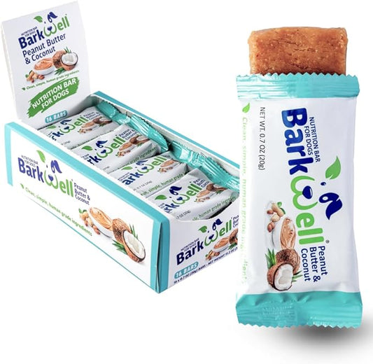Peanut Butter Nutrition Bars for Dogs, 0.7 Ounce, 16-Pack (Coconut) Dog Treat, 100% Natural Dog Peanut Butter, Stuff Toy, Snuffle mat, Semi-Moist Dog Snack, Made in The USA