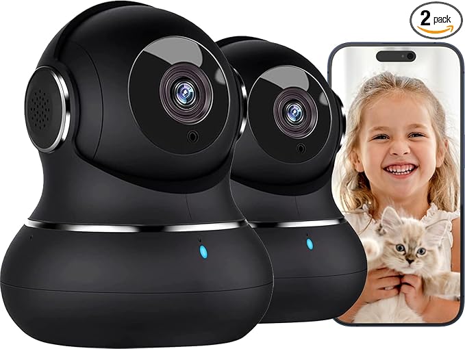 litokam 2K Indoor Camera, 360 Pan/Tilt Home Security Cameras with Motion Detection, Pet Cam with Phone App, Baby Monitor with Night Version, WiFi Camaras, Two Way Audio, Work with Alexa, 2 Pack