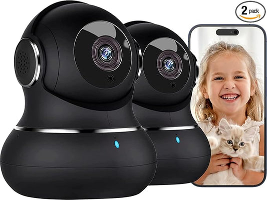 litokam 2K Indoor Camera, 360 Pan/Tilt Home Security Cameras with Motion Detection, Pet Cam with Phone App, Baby Monitor with Night Version, WiFi Camaras, Two Way Audio, Work with Alexa, 2 Pack