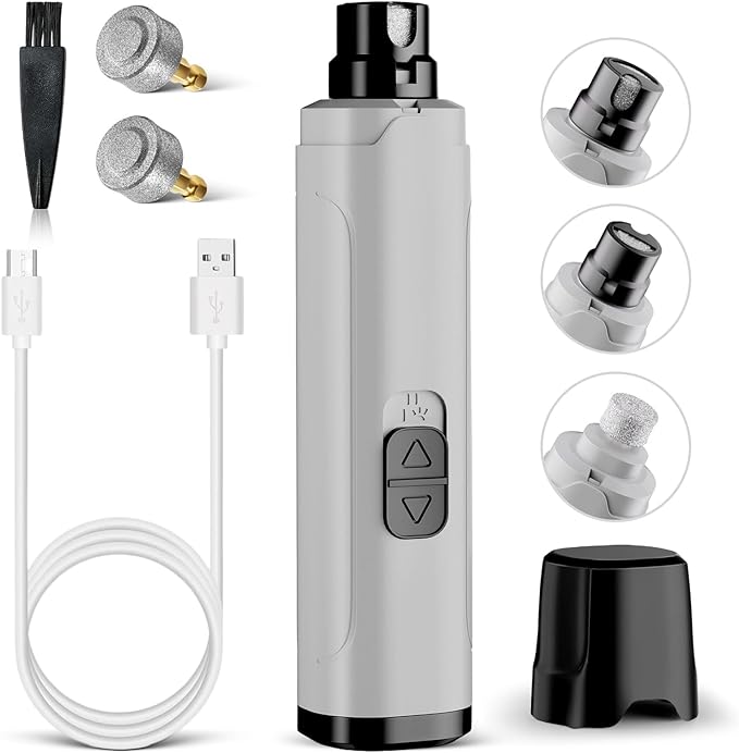 YGGDRA Dog Nail Grinder Upgraded - Professional 2-Speed Super Quiet and Low Vibration Electric Pet Nail Grinder with LED Lights - Painless Paws Grooming & Smoothing for Small to Large Dogs