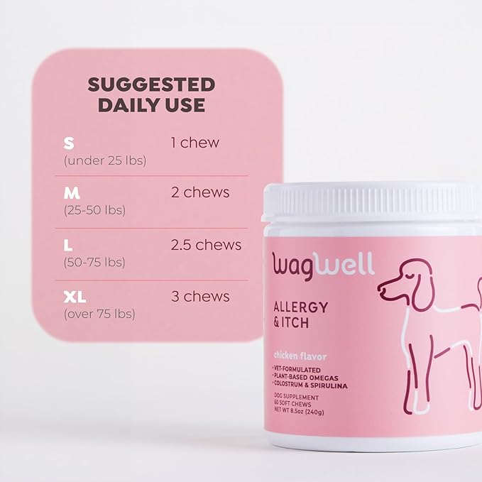 WagWell Ahiflower Omega Oil Dog Chews, Allergy and Itch Chews & Mobility Chews Bundle - Skin, Coat, Hip and Joint Supplement for Dogs - Itch Relief and Digestive Health