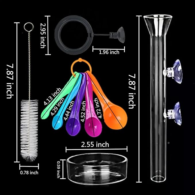 Fish Feeding Ring, Shrimp Feeding Dish, and Feed Measuring Spoon - Ideal Betta Fish Toys and Aquarium Feeding Accessories with Coral Feeder and Shrimp Feeding Tube
