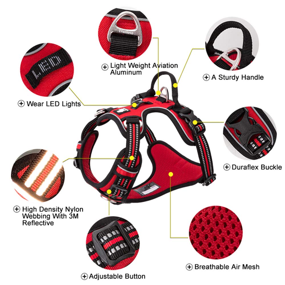 TRUE LOVE Dog Harness No Pull Nylon Reflective Pet Harness Adjustable Comfortable Control Step-in Brilliant Colors Truelove TLH56512