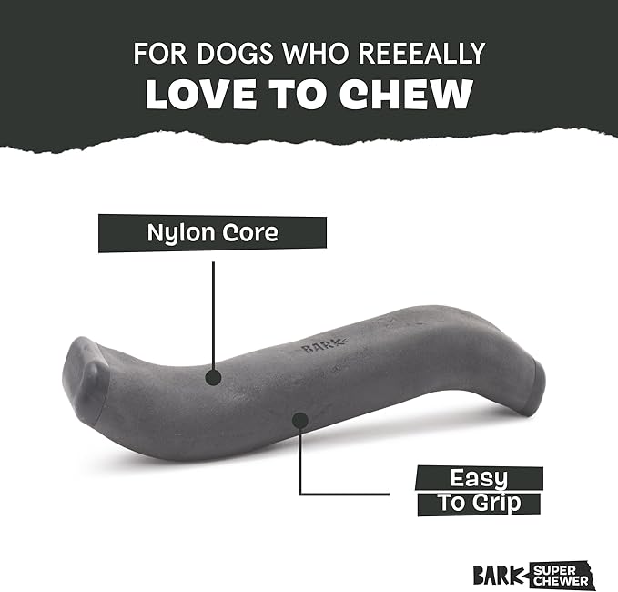 Barkbox Super Chewer Tough Dog Fetch Toy for Aggressive Chewers, Durable Rubber & Nylon for Small, Medium, & Large Dogs & Puppies, Throwbar