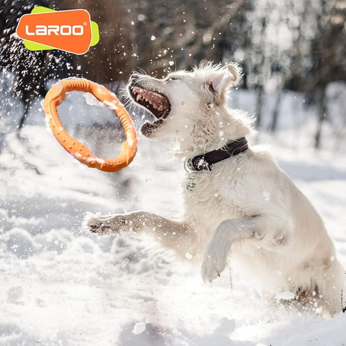 LaRoo Dog Ring Toy - Durable Flying Ring for Fetch,Water Play & Training Tough,Chew-Proof Design for Aggressive Chewer Breeds, Easy-Throw Lightweight Frisbee for Medium/Large Dogs (Orange/30cm)