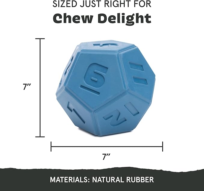 Barkbox Roll and Play Die Dog Toy, Natural Rubber, Treat Dispensing, Toss & Tumble Fun with Wacky Bounce - Dog Toy for Aggressive Chewers