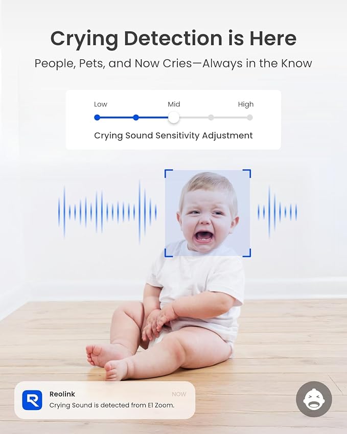 REOLINK Smart 4K UHD Pan & Tilt Dual-Band Wi-Fi 6 Indoor Security Camera with 3X Optical Zoom, Auto-Tracking, People/Pet Detection, Crying Sound Detection, Privacy Mode, and Bluetooth Setup, E1 Zoom