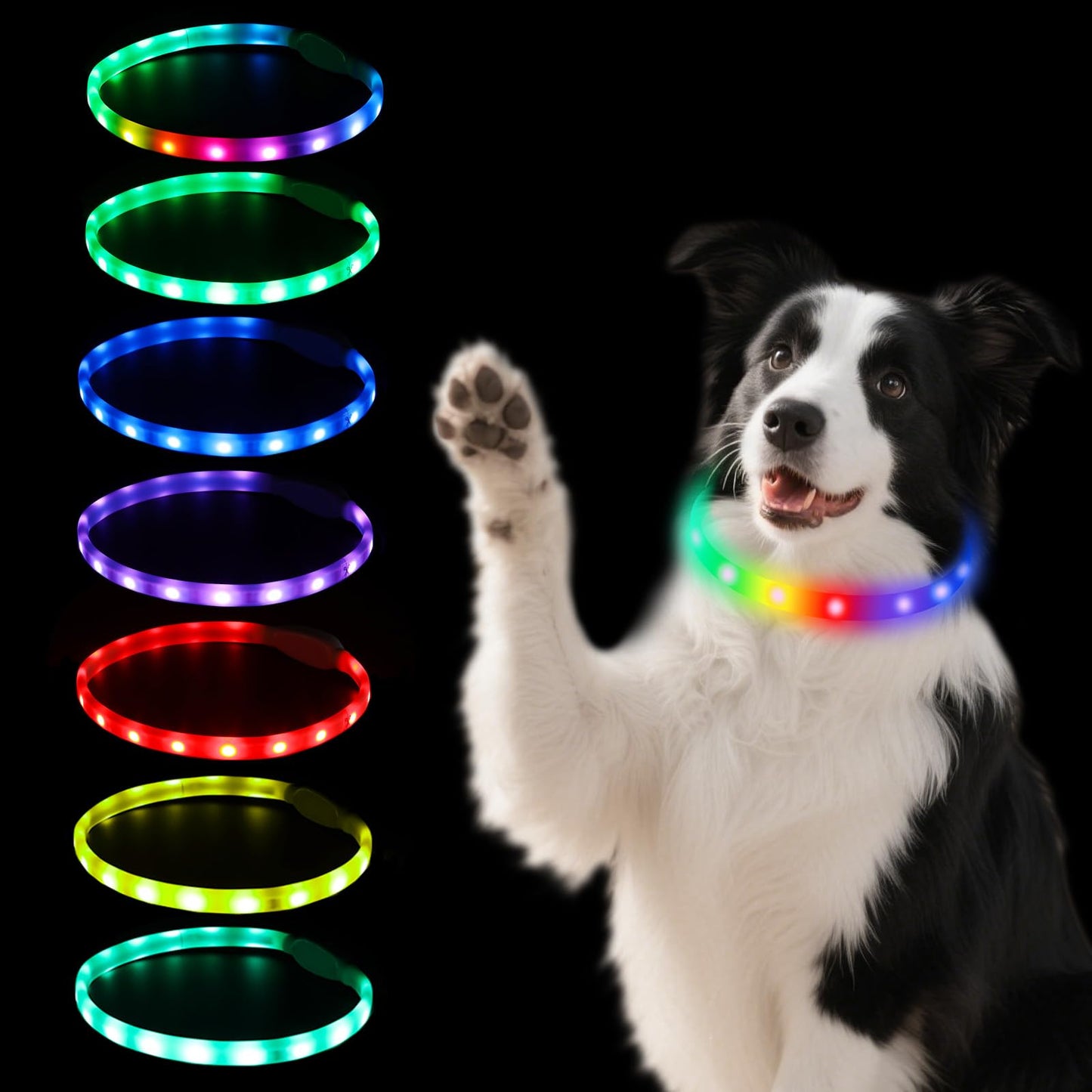 Led Dog Collar,9 Colors Light Up Dogs Collar USB Rechargeable Pet Safety Necklace,Brightest Adjustable Size Dog Collar Lights,High Visibility Glow in The Dark for Night Walking Small Medium Large Dogs