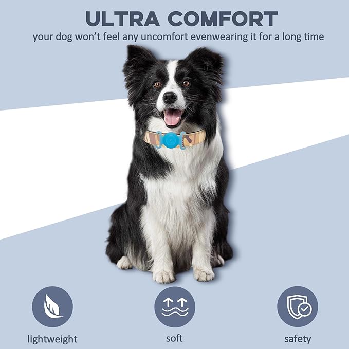 GPS Tracker for Dogs, Mini GPS Cat Tracker, IPX8 Waterproof GPS Tracker for Cats with Holder, No Monthly Fee, Work with Apple Find My(iOS Only), Smart Tracker for Dogs Finder Tracker Pets(GlowBlue)