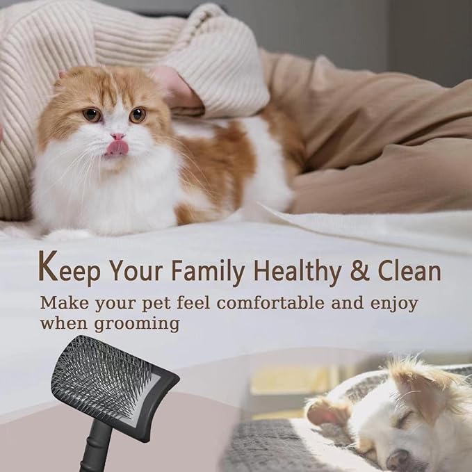 Large Slicker Brush for Dogs,Cats,Extra Long Pin Shedding Brush for Long Haired Dog,Cat, Pet Grooming Wire Brush for Thick Undercoat Curly Hair,25mm(1"),Black