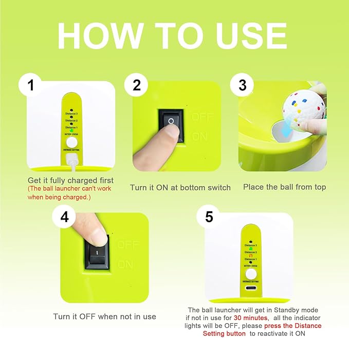 Automatic Dog Ball Launcher for Samll to Medium Dogs, Upgraded Interactive Toy Balls Thrower, Mental Stimulating Dog Toys with 4 Durable Etpu Balls 2.2 Inch (Light Green)