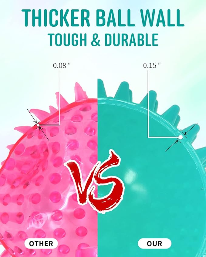 2 Pack 4.5” Heavy Duty Squeaky Dog Ball for Medium Large Dogs, Spikey Dog Ball Toys for Clean Teeth and Training, Large Dog Toys for Aggressive Chewers…