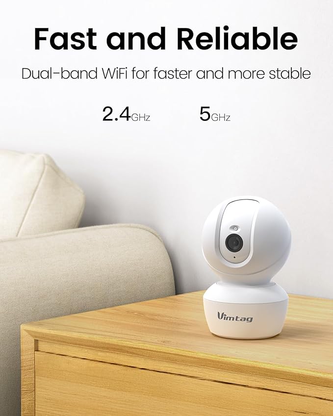 VIMTAG Indoor Security Camera 2.5K, Pet Camera with Speaker Pan 360° View, Cameras for Home Security Pet Baby Dog w/Motion Tracking Night Vision Phone App, 2-Way Audio, 24/7 SD & Cloud Storage,w/Alexa