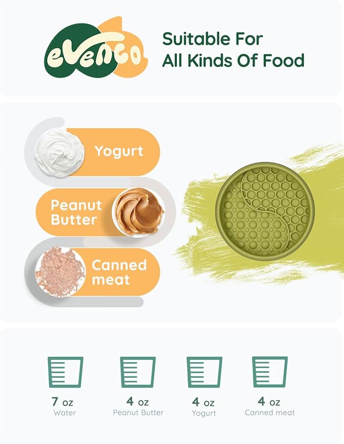 Lick Mat for Dogs, Silicone Slow Feeder Licking Mat with Non-Slip Suction Cups, Freeze-Friendly Lick Bowl for Enrichment Play, Anxiety Relief & Keeps Busy (6.0" x 1.0" Green)