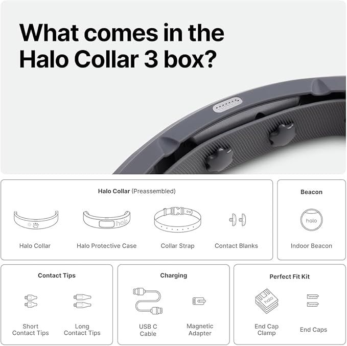 Halo Collar 3, Multifunctional GPS Wireless Dog Fence & Dog Training Collar with GPS Tracker, Subscription Required, Waterproof, Graphite (Small)