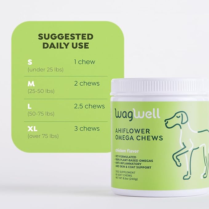 WagWell Ahiflower Omega Oil Dog Chews, Allergy and Itch Chews & Mobility Chews Bundle - Skin, Coat, Hip and Joint Supplement for Dogs - Itch Relief and Digestive Health