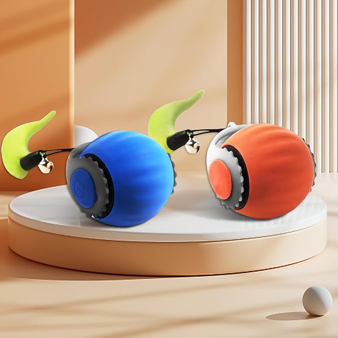 Interactive Cat Toy Balls, 2025 New Automatic Moving Smart Cat Toy Ball, Interactive Pet Toy for Cats, Dogs Indoor, Automatic Rolling Pet Toy(Blue + Orange - 2pcs)