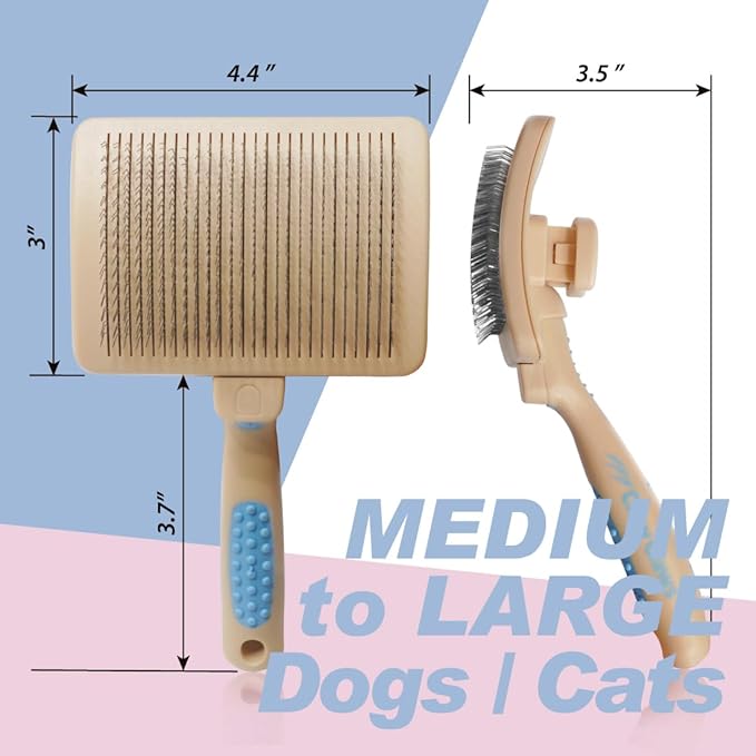Pet Slicker Brush for Large Dogs, Wooden Handle with Stainless Steel Soft Pins, Gently Remove Tangled, Loose Undercoat and Mats Hair, Pet Grooming Tool, Wool Needle Felting Brush (8" Quick Cleaning)