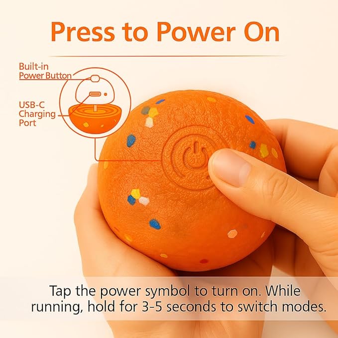 2025 Upgraded Version of Smart Interactive Dog Toy, Made of Safer and Stronger E-TPU Material, with Built-in Anti-mistouch Switch, Suitable for All Dogs to Keep Them Busy (Orange, Large)