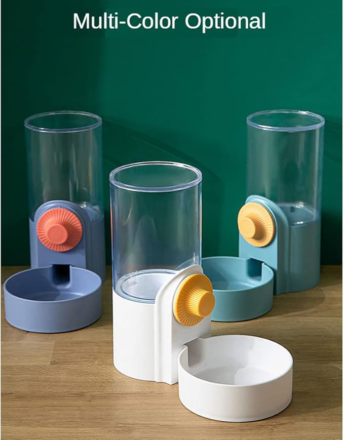 Pet Hanging Automatic Feeders Drinking Bowls 40oz, Auto Gravity Pet Feeding Water Set, Cage Pet Feeding Bowls Dispenser for Cats Dogs Puppy, Rabbit Hamsters Chinchilla Hedgehog (White-Water)