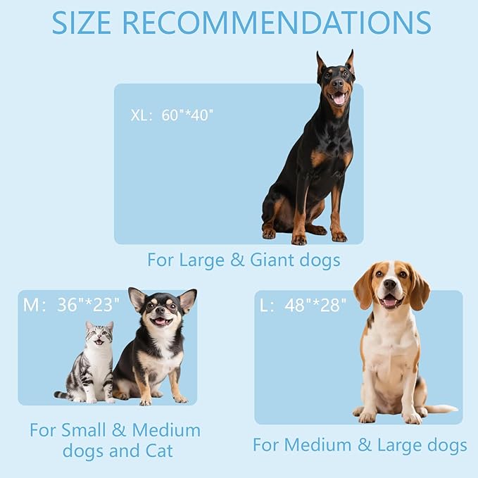 BECEMURU Dog Cooling Mat - 36" x 23" Thickened Cooling Pad Blanket for Crate, Kennel, Bed, Sofa - Machine Washable, Durable, Non-Gel - Keep Your Pet Cool and Comfortable