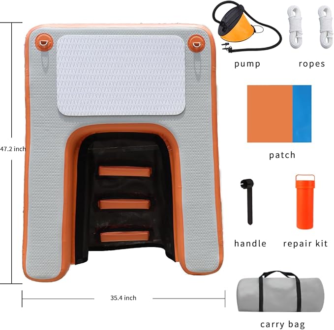 Inflatable Dock, Load-Bearing 200 pounds, Dog pet ramp, Suitable for Swimming Pools, Boat Docks, Lakes, Beach use Water Sports Platform.