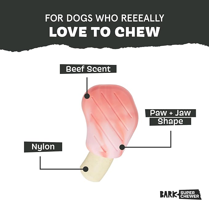 Barkbox Pork Chomp Dog Toy for Durable Tough Nylon Construction with a Gnaw-Friendly Texture, Perfect for Long-Lasting Chewing Fun - Medium