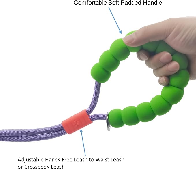 Hands Free Dog Leash,Adjustable Bungee Waist & Crossbody Leash with Comfortable Handle,Heavy Duty Nylon Rope for Small to Large Dogs,Safety Lock for Running,Hiking,Walking (Green)