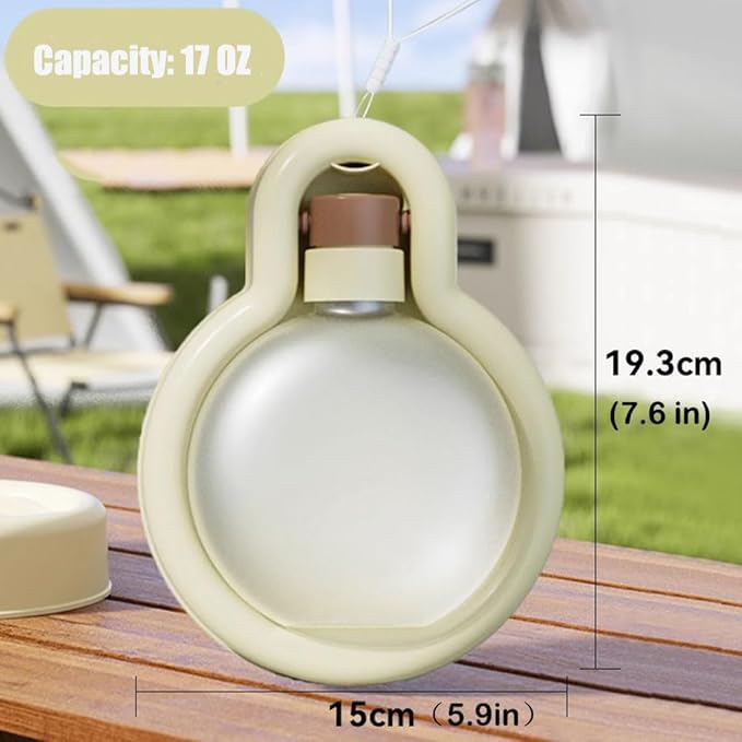 17OZ Portable Foldable Pet Dog Walking Water Bottle, Pet Travel Water Dispenser for Outdoor Walking, Hiking, and Travel Gravity Water Kitten Drinker(White)