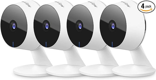 LaView Security Cameras 4pcs, Home Security Camera Indoor 1080P, Wi-Fi Cameras Wired for Pet, Motion Detection, Two-Way Audio, Night Vision, Phone App, Works with Alexa, iOS & Android & Web Access