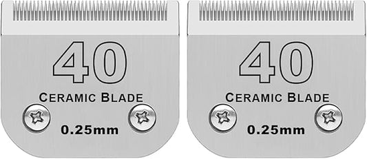 2 Pack Detachable Pet Dog Grooming Clipper Ceramic Blade,Compatible with Andis Size 40 Cut Length 1/100"(0.25mm),Compatible with Oster A5,Wahl KM Series Clippers