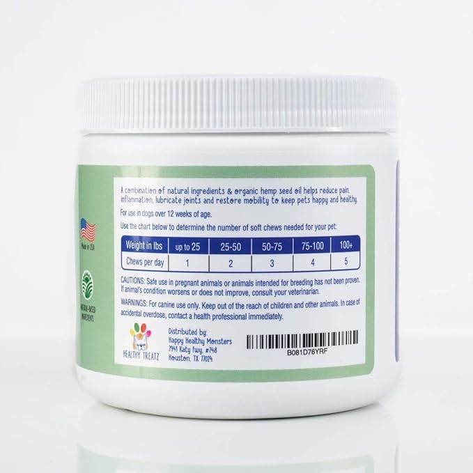 Back, Hip & Joint Glucosamine for Dogs with Hemp - Dog Supplement with Chondroitin, Organic Turmeric & MSM for Mobility and Arthritis Relief for HIPS & Joints - 120 ct