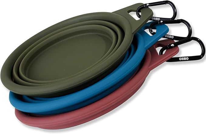 OHMO Large Collapsible Dog Bowls, (2 Pack 27oz/800ml) Premium Silicone Portable Travel Water Food Foldable Bowls Pet Feeding Bowl for Outdoor Camping Hiking