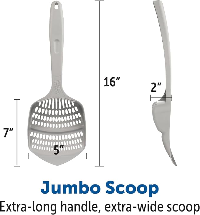 KittyGoHere Senior Cat Litter Box 1 Pack, Large Black Low Entrance Kitty Litter Box, Sized for Cats Comfort, Perfect for Senior and Arthritic Cats, Made in USA – Includes Long-Handle Jumbo Scoop